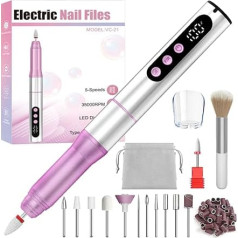 Nagelfräser Kabellos, 35000 U/Min Fräser Nägel, 13 in 1 Elektrische Nagelfeile Professionell Nail Drill, Nagelfräser für Gelnägel und Acrylnägel, 5 Geschwindigkeiten, Maniküre Set Elektrisch