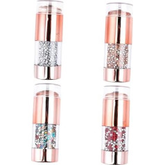 PAMINGONO 4 Stück Teiliges Nagelstempel Bunten Glänzenden Strass steinen Doppelseitiger Silikonstamper für Kreative Nail Art Langlebiges Maniküre tool für Individuelle Nageldesigns