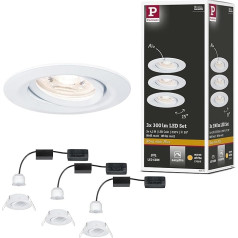 Paulmann 92971 Nova Mini Plus LED Recessed Light Coin Set Round Swivelling EasyDim Dimmable White Matt Aluminium Warm White 2700 K, Matte White, 126 W, Swivelling (IP23), 3 x 4.2 W