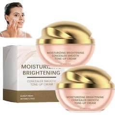 Feuchtigkeitsspendender, aufhellender Concealer und glatte Ton-Up-Creme, feuchtigkeitsspendendes Make-up zur Hautaufhellung, deckt Schönheitsfehler für Faule ab, langanhaltend, wasserfest (2pcs)
