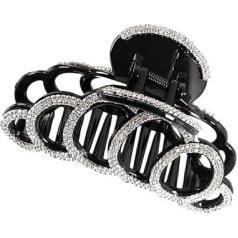 SOLUSTRE Ladies Large Rhinestone Octopus Shape Banana Clip Crystal Hair Clip Hair Jewelry Gift for Women Girls Black White