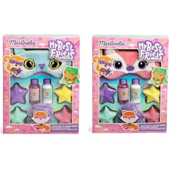 MARTINELIA - Bath & Night Mask for Kids - Bath Bombs, Shower Gel, Body Lotion & Shower Flower for Girls - Gift Box for Kids - Random Model Fox or Owl