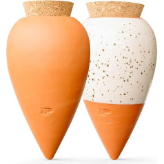 Pepin 2 x Ollas Terracotta for Planting, Automatic and Environmentally Friendly Watering for Indoor and Outdoor Plants, OYA Terracotta + White Grained - 25 cl