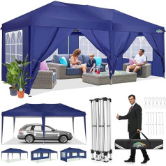 COBIZI Folding Gazebo 3 x 6 Gazebo Waterproof Winterproof Pop Up Gazebo Foldable 3 x 6 Tent with 6 Side Walls 3 Height Adjustable UV Protection Garden Gazebo Party Tent for Market, Outdoor Event (Navy