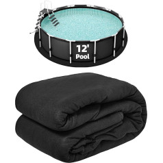 12ft Above Ground Pool Liner Round Underpool Mat Prevents Punctures, Weed Barrier, Extends Liner Life - Black