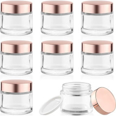 Cremetiegel aus Glas, Kosmetikbehälter, leer, mit auslaufsicherem Deckel, für Make-up, Lotion, Augencremes, Peeling, Zuhause, Reisen, transparent, 8 Stück