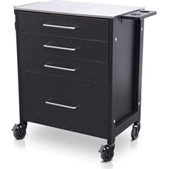 QUIRUMED Tattoo Workstation with Wheels Professional Tattoo Table Furniture Tattoo Side Table Steel Construction Wooden Drawers Portable with 4 Wheels with Ink Holder