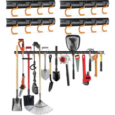 3-H Wall Mount for Garden Tools 4 x 42 cm Solid Steel Heavy Duty Garden Tool Holder Garage Garden Shed Tool Shed, Black