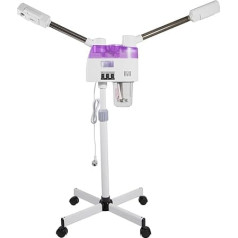 Facial Steamer with Double Tube Hot and Cold Sprayer Face Sauna with 360° Rotating Nozzle Ozone Steamer Height Adjustable for Home Hospital Beauty Salon