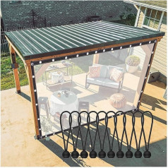 Outdoor Curtain, Waterproof Tarpaulin Side Panel Divider Curtain with Eyelets, for Pergola, Porch, Gazebo, Cabana (Color : Clear, Size : 2x2.5m)