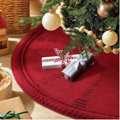 Christmas Tree Skirt 48 Inch Large Knitted Thick Rustic Tree Skirt Decoration for Autumn Thanksgiving Christmas Holiday Party Winter Farmhouse New Year Decoration Indoor Outdoor