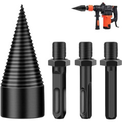 3 Pcs Log Splitter Drill Bit Detachable Wood Splitter Hex Round Handle Drill Bit Cone Screwdriver for Hand Drill Rod (32mm)