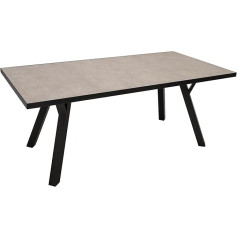 DEGAMO Manciano Garden Table 90 x 180 cm Aluminium Frame Dark Grey Table Top Glass in Ceramic Look Light Grey Weatherproof