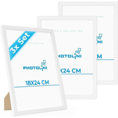 PHOTOLINI Picture Frames, 18 x 24 cm, Modern, White, made of MDF with Acrylic Glass, Portrait Frame, Removable Frame, Set of 3