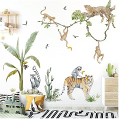 Grandora DL768-4 XXL Wall Sticker Set Safari Tree Animals Wall Sticker for Children's Room