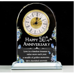 OUGPIU Wedding Gift Clock, Anniversary Wedding Anniversary Clock, Desk Table Clock for 60/50/40 Years of Marriage, Creative Wedding Anniversary Gift, Retro European Table Clock (50th)