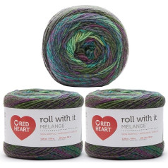 Red Heart 3 x 5.5oz Roll with It Melange Curtain Call 100% Acrylic 4 Gauge (Medium/Worsted) - 356m (50oz) Knitting/Crocheting