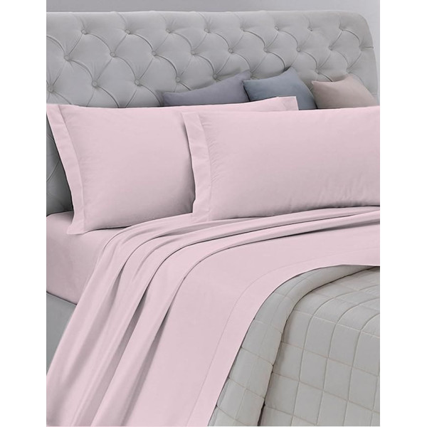 GEMITEX Flannella Bed Linen Made in Italy 100% Cotton, Enjoy Line, Design G17 Variant 03 Pink, with Anti-Pilling Treatment