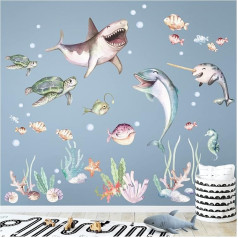 Grandora DL868-4 XXL Wall Sticker Set Sea Animals Underwater World Fish Ocean Baby Room Children's Room Wall Sticker Decoration