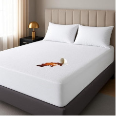 4AS Terry Towelling Waterproof Mattress Protector Super Absorbent and Aloe Vera Treated for Extra Comfort King Size Mattress Protector (150 x 200 + 30 cm)