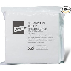 AAwipes Cleanroom Polyester Wipes 12x12 Double Knit 100% Polyester Lint Free Cloths with Ultra Fine Filaments Laser Sealed Edge Class 100 Wipes Ultra Soft Cloths