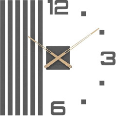 Cander Berlin MNU 2660 P XXL Wall Clock Silent 60 cm MDF Living Room Analogue without Ticking Wall Sticker Grey Anthracite