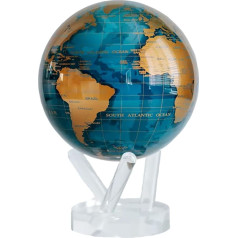 MOVA Globe, Blue and Gold 4.5 Inch with Base, Solar Powered Rotating Globe, Unique Gift and Home or Desk Decoration