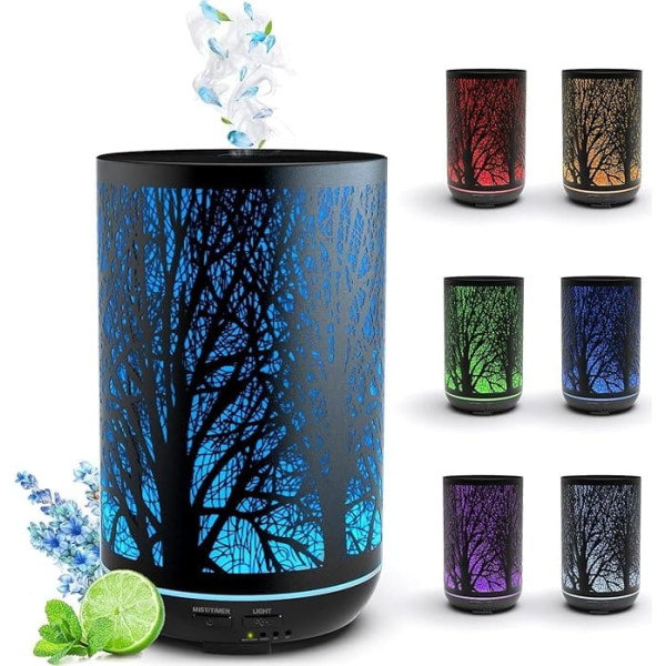 Aroma Diffuser for Essential Oils, 300 ml Room Fragrance Diffuser Humidifier with 7 Colour Night Light, Automatic Shut-Off with Timer Function