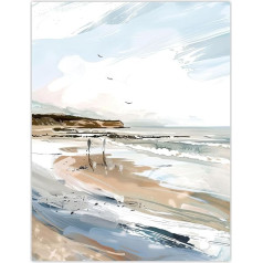 Artery8 Filey Beach Watercolour Coastal Landscape England Living Room Large Wall Art Poster Print Thick Paper 18 x 24 Inches