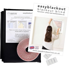 Easyblinds Easyblackout Blackout Roller Blind, Self-Adhesive, Black, for Windows up to 150 x 135 cm, Cut to Any Shape and Size, Patented Design for Full Blackout