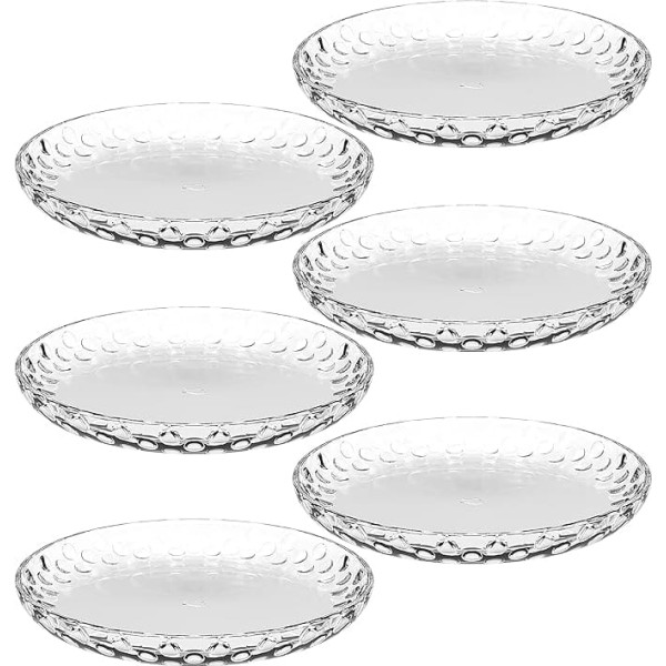 LEONARDO HOME Cucina Optic 066339 Glass Plates • Set of 6 • Microwave & Dishwasher Safe Salad Plates with Round Accents • Clear Glass • Diameter 18 cm