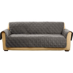 Surefit Microfiber Universal Cushion Sofa Quilted Furniture Throw Pet Couch Cover Polyester Machine Washable One Piece Dark Grey