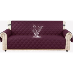 Ystyle Waterproof Sofa Cover 3 Seater, Quilted Sofa Cover with Side Pockets, Living Room Non-Slip Washable Sofa Cover, Couch Cover, Scratch-Resistant for Pets, Dogs, Cats, Burgundy Red