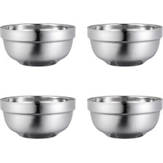 13 cm Double Layer Stainless Steel Bowls Anti- ?e Insulated Bowl Child Soup Bowl Family Crockery Rice Bowls (4 Pieces)