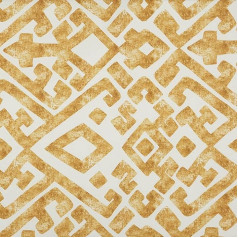 Kt KILOtela - Fabric Canvas Decoration, Digital Print, Half Panama, Organic Cotton, Oeko-Tex Standard 100, Length 100 cm, Width 280 cm, Ethnic, Mustard, White