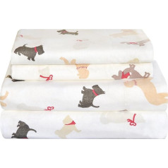 pointehaven Heavy Weight Flannel Sheet Set, Queen, Winter Dogs