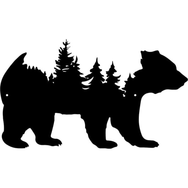 Resama Metal Wall Art Forest Modern Christmas Tree Animal Bear Rustic Art Decor Wilderness Decoration Mountain Ornaments for Living Room Bedroom Indoor and Outdoor Supplies (Black)
