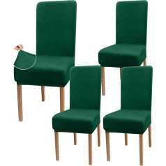 Granbest Parson Stuhlhussen aus Samt, super dehnbar, luxuriös, für Esszimmer, waschbar, ohne Armlehnen, Stuhlschoner für Kinder und Haustiere (4er-Set, Samt, Dunkelgrün)