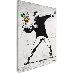 Mevsim Store Banksy Graffiti Officially Licensed Wall Picture - Canvas Pictures Flower Thrower - Great Abstract Banksy Wall Pictures for Living Room, Bedroom, Hallway and Office (Large 32 x 45 cm)