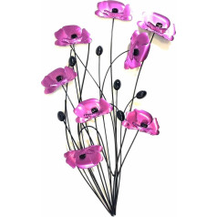 SK Style New - Contemporary Metal Wall Art Decor Sculpture - Purple Pink Poppy Bunch