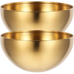 Cabilock 2 Pieces Stainless Steel Bowl Salad Container Dessert Container for Baby Snacks Bowls Metal Kitchen Bowl Golden Bowl For