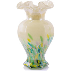 LCCCK 9.5 Inch Tall Green Glass Vase, Beautiful Hand Blown Glass Decoration, Flower Vases for Centerpieces, Modern Murano Glass Art Green Vase for Home Decor, Table, Entrance, Wedding Decoration