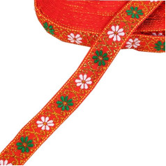 2.2m x 2.2cm Daisy Embroidered Jacquard Ribbon Metallic Vintage Woven Edge Fabric Tapestry for Embellishments Crafts Home Decor 7/8