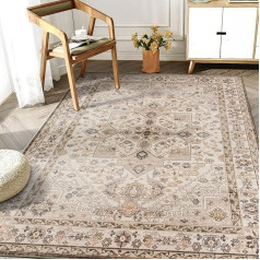 Taleta DAHLIA Washable Rugs Living Room Large Non-Slip Soft Short Pile Vintage Oriental Boho Area Carpet for Bedroom Dining Room Kitchen Brown 120 x 170 cm