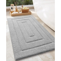 COLOR&GEOMETRY Bathroom Rug, 61 x 110 cm, Extra Soft and Absorbent Microfibre Bath Mat, Machine Washable Bath Mat, Bath Mat for Bathroom Floor and Bathtub, Roll Pack, Light Grey