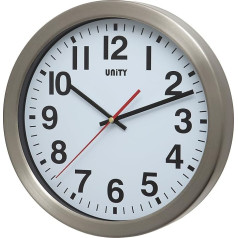 Unity Peterhead Bold Wall Clock, Metal Silver, 30 x 30 x 3 cm