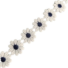 91 cm langes Spitzenband mit Blumenverzierung, bestickt, 25 mm breit, bestickte Applikation für Kleidung, Dekoration, Kostüm, Verzierung