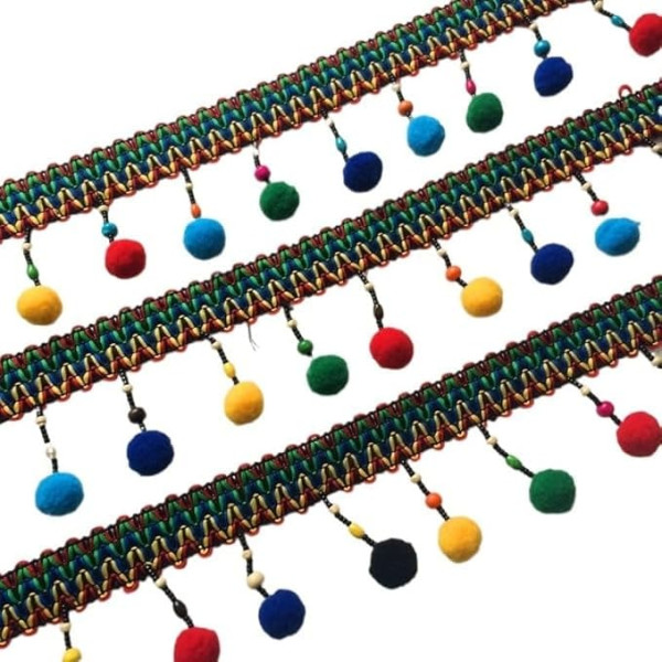5 Yards Braided Beaded Tassel Fringe Trim - DIY Sewing Craft for Garments, Curtains, and Lampshades Decoration