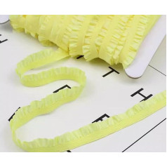 Ruffled Pleated Elastic Lace Fabric Trim for DIY Headband Clothes Sewing Embellishment 4.5M Yellow