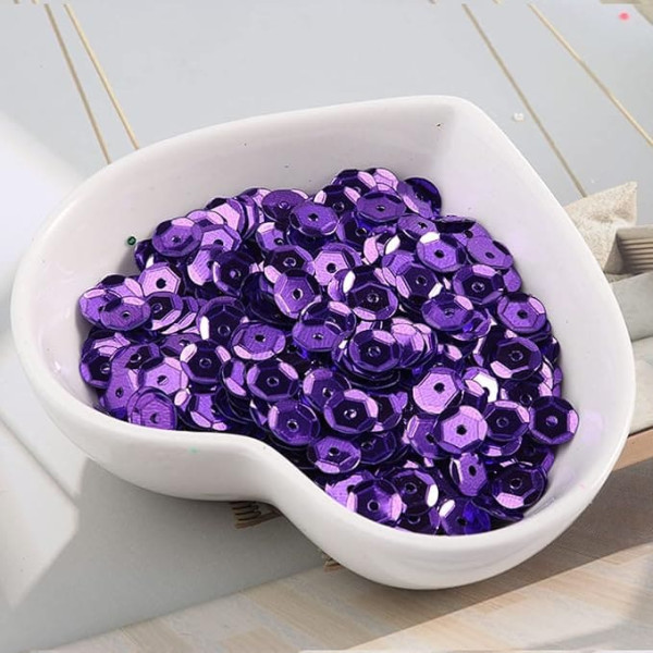 Trim for Sewing, 600 Pieces Sequins Sparkling Concave Convex Sequins Nail Decoration Sewing Wedding Dress Accessories DIY Sewing Material (Color : Purple, Size : 0.26in)